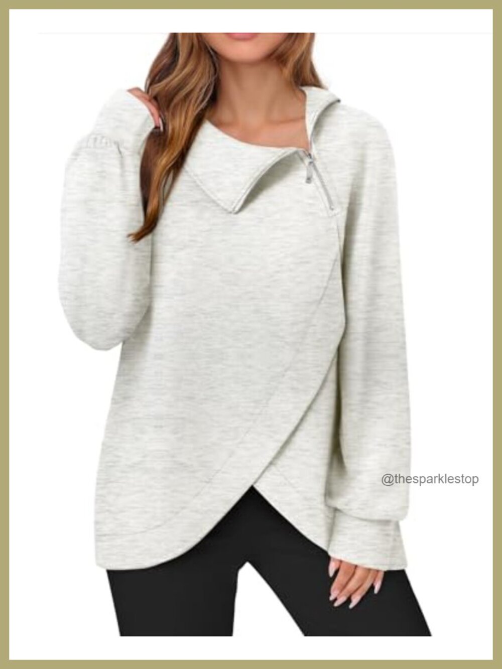 Quarter Zip Pullover Sweatshirt Turtleneck Lightweight Tunic